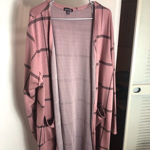 Pink and grey striped cardigan